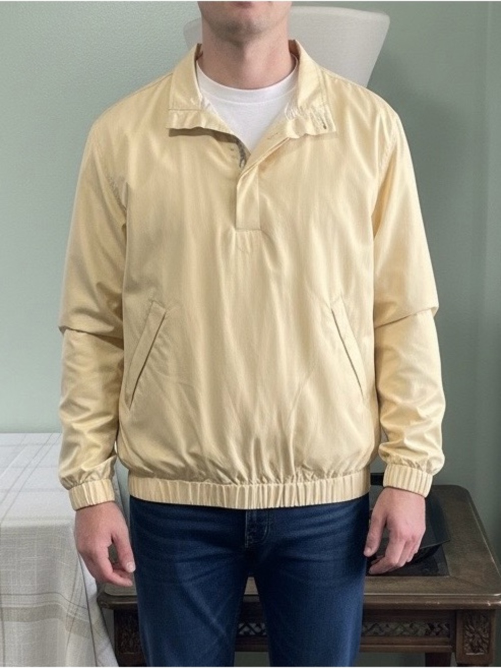 Bobby Jones Vintage 100% Silk Men’s Golf Jacket Yellow Size L